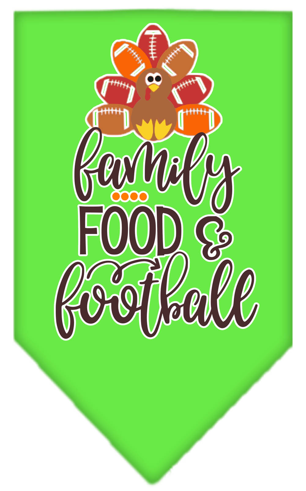 Family, Food, and Football Screen Print Bandana Lime Green Large